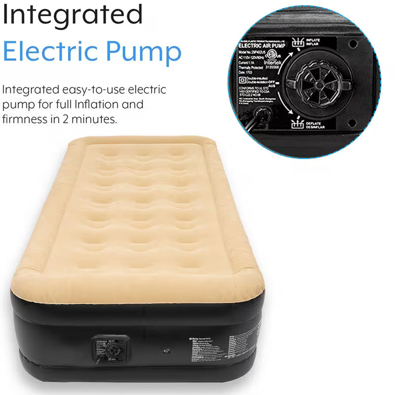 High Raised Air Bed with Built-In Electric Pump